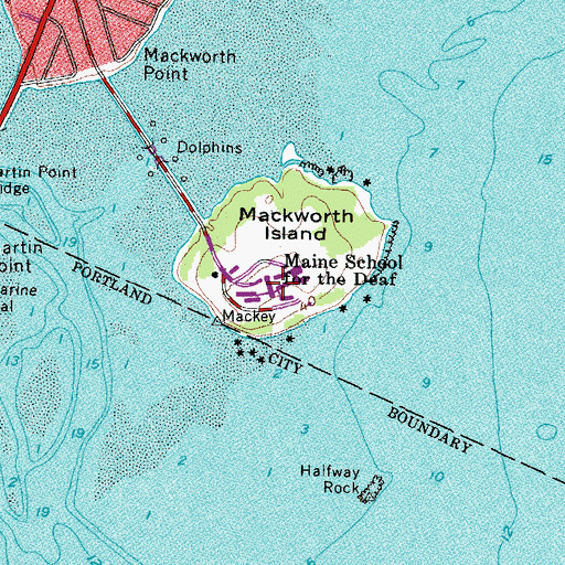 Topographic Map of Governor Baxter School For The Deaf, ME