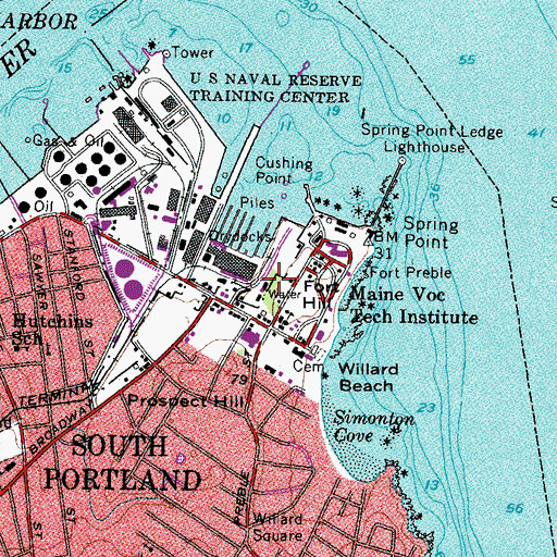 Topographic Map of Southern Maine Community College, ME