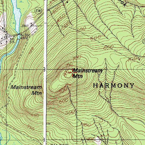 Topographic Map of Mainstream Mountain, ME