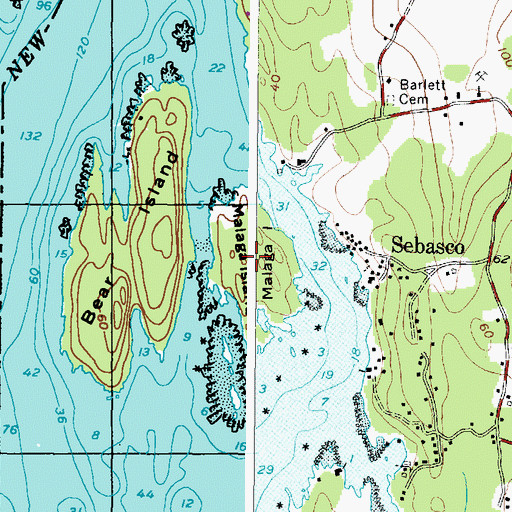 Topographic Map of Malaga Island, ME