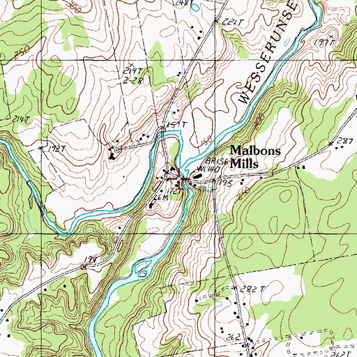 Topographic Map of Malbons Mills, ME