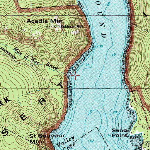 Topographic Map of Man of War Brook, ME
