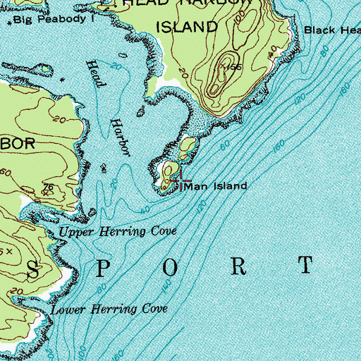 Topographic Map of Man Island, ME