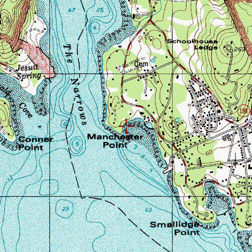 Topographic Map of Manchester Point, ME