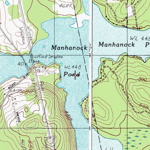 Topographic Map of Manhanock Pond, ME
