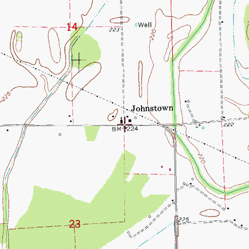 Topographic Map of Johnstown, AR