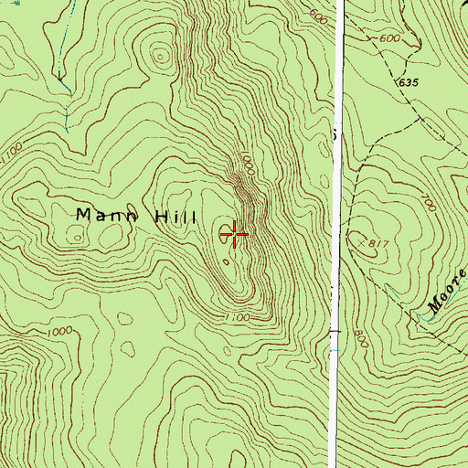Topographic Map of Mann Hill, ME