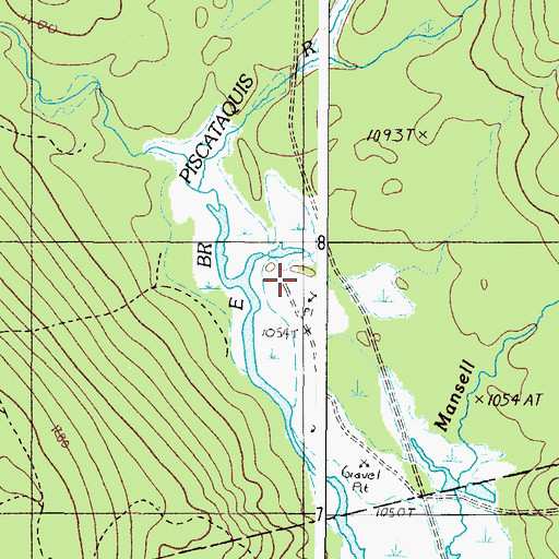 Topographic Map of Mansell Brook, ME