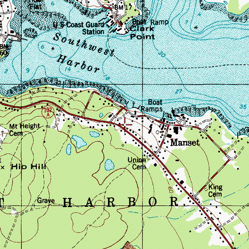 Topographic Map of Manset, ME