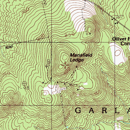 Topographic Map of Mansfield Ledge, ME