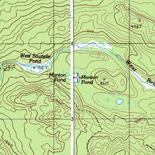 Topographic Map of Manton Pond, ME
