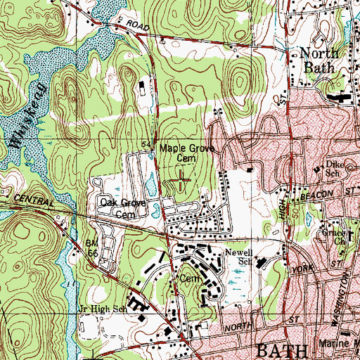 Topographic Map of Maple Grove Cemetery, ME
