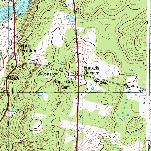 Topographic Map of Maple Grove Cemetery, ME