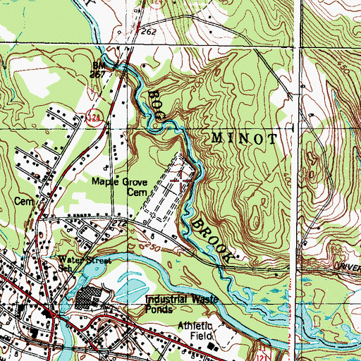 Topographic Map of Maple Grove Cemetery, ME