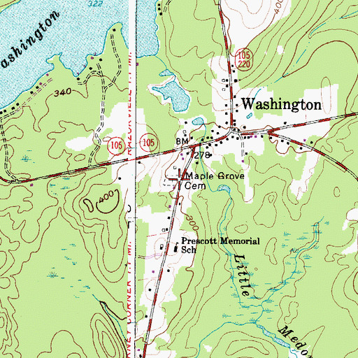 Topographic Map of Maple Grove Cemetery, ME