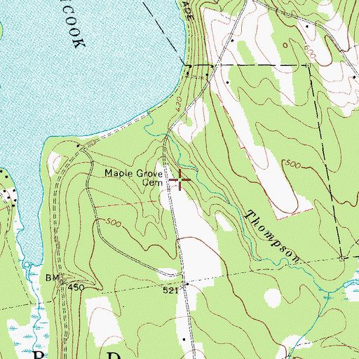 Topographic Map of Maple Grove Cemetery, ME