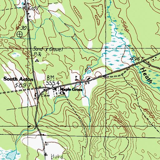 Topographic Map of Maple Grove Church, ME