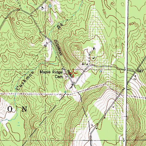 Topographic Map of Maple Ridge Cemetery, ME