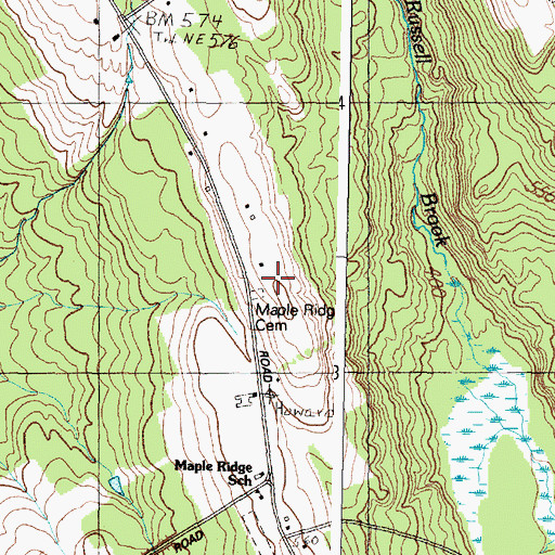 Topographic Map of Maple Ridge Cemetery, ME