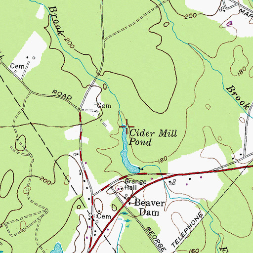 Topographic Map of Maple Swamp Brook, ME