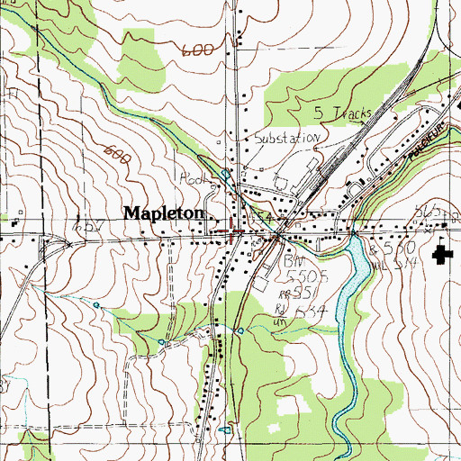 Topographic Map of Mapleton, ME