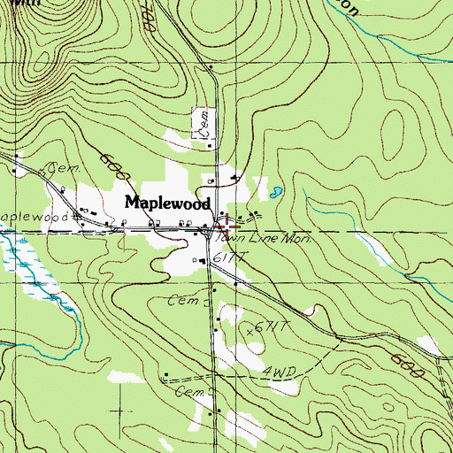 Topographic Map of Maplewood, ME