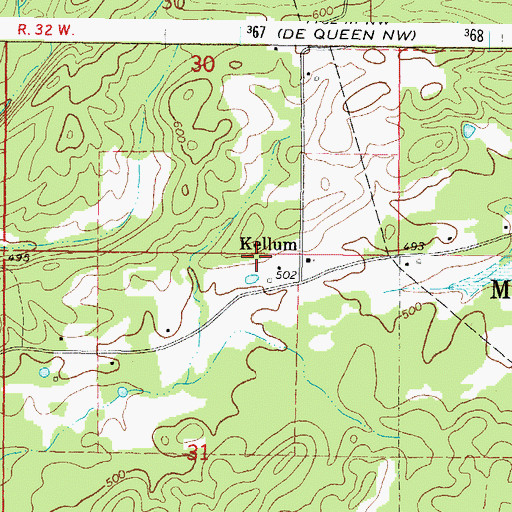 Topographic Map of Kellum, AR