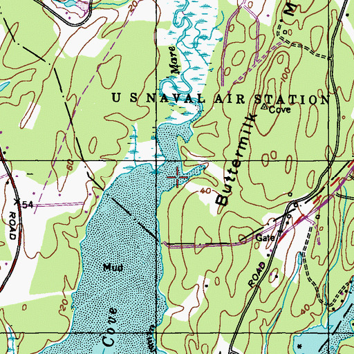 Topographic Map of Mare Brook, ME