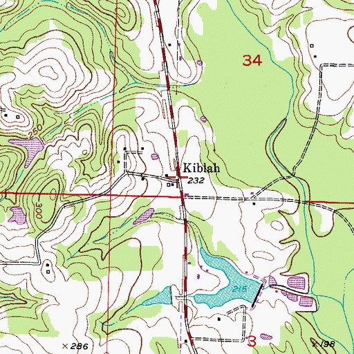 Topographic Map of Kiblah, AR