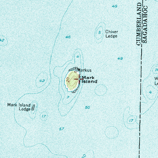 Topographic Map of Mark Island, ME