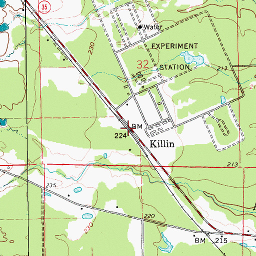 Topographic Map of Killin, AR