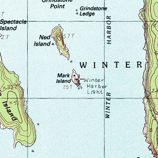 Topographic Map of Mark Island, ME