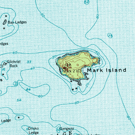 Topographic Map of Mark Island, ME