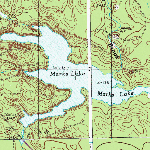 Topographic Map of Marks Lake, ME
