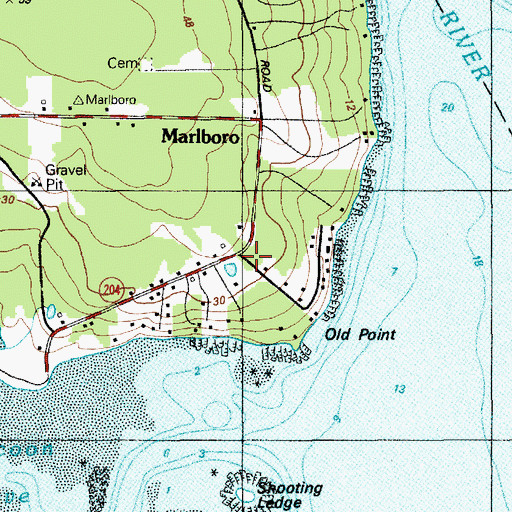 Topographic Map of Marlboro, ME