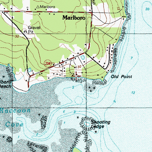 Topographic Map of Marlboro Beach, ME