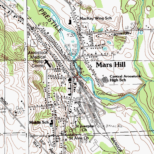 Topographic Map of Mars Hill, ME