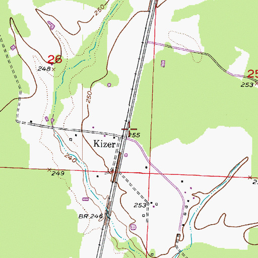 Topographic Map of Kizer, AR