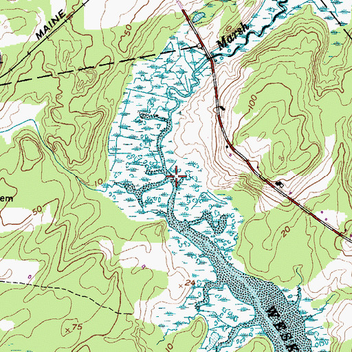 Topographic Map of Marsh Brook, ME