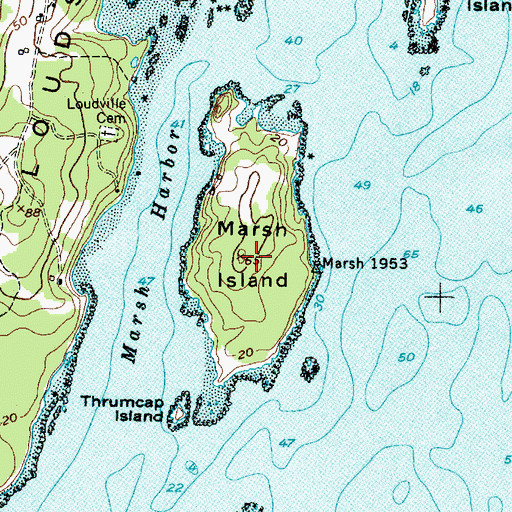Topographic Map of Marsh Island, ME