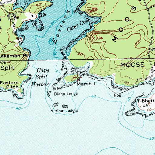 Topographic Map of Marsh Island, ME