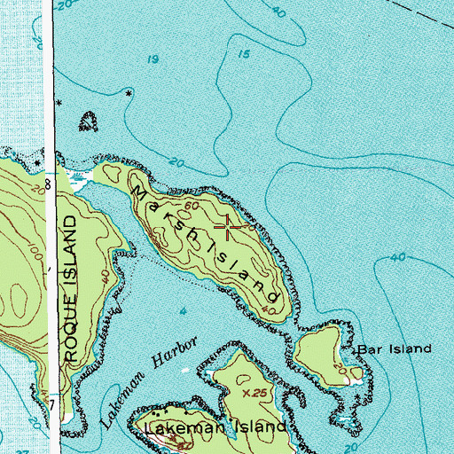 Topographic Map of Marsh Island, ME