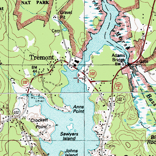 Topographic Map of Marshall Brook, ME