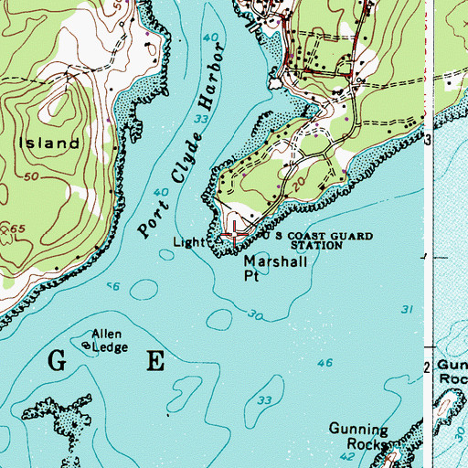 Topographic Map of Marshall Point, ME