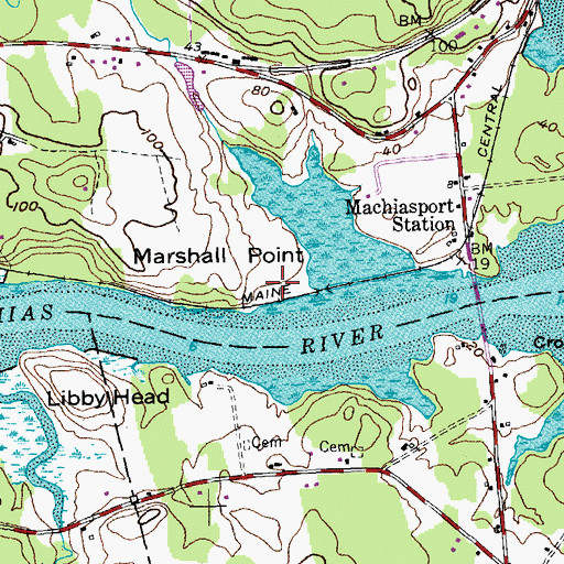 Topographic Map of Marshall Point, ME