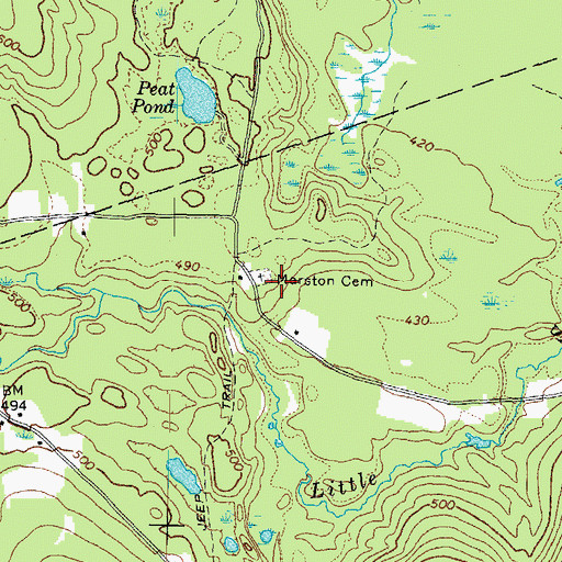 Topographic Map of Marston Cemetery, ME