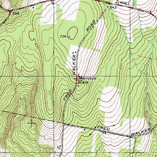 Topographic Map of Marston Cemetery, ME