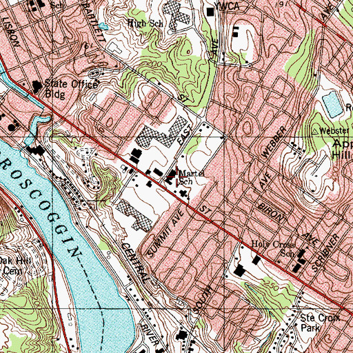 Topographic Map of Martel School, ME