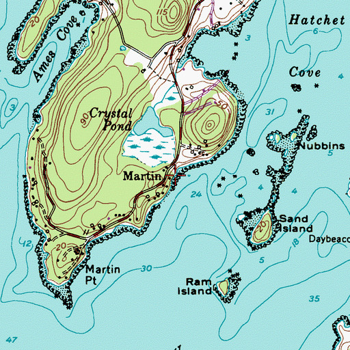 Topographic Map of Martin, ME