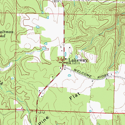 Topographic Map of Lakeway, AR